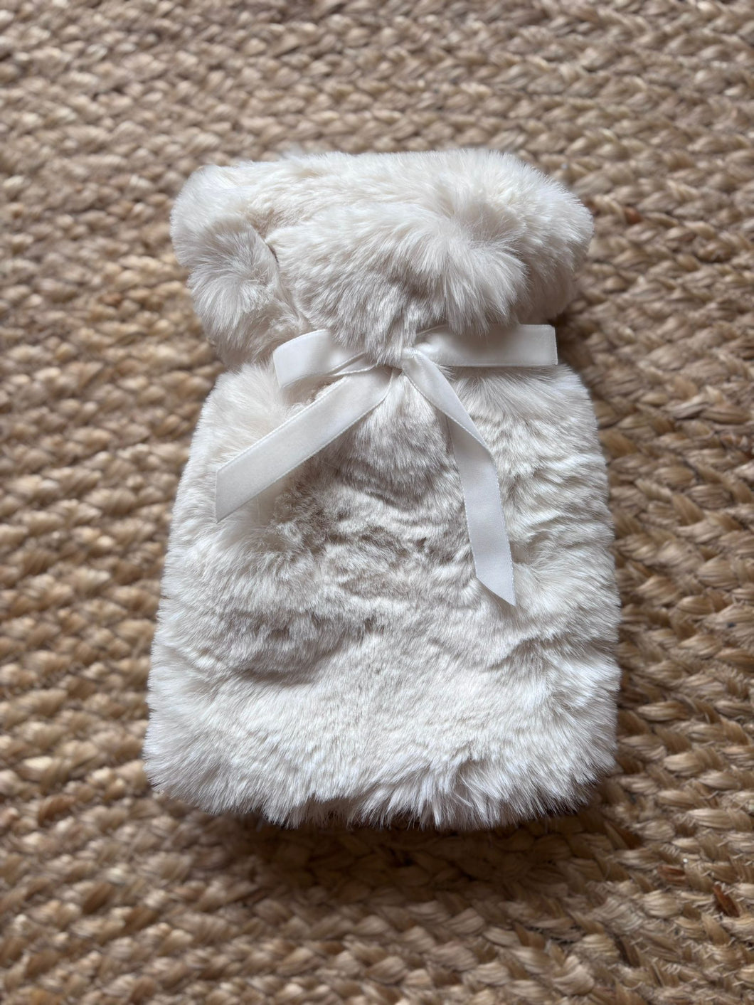 Mini faux fur cream hot water bottle